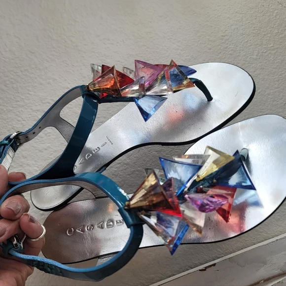CASADEI ITALIAN SHOE BRAND MULTICOLOR EMBELLISHED SANDALS SIZE EU 37.5 EUC - Picture 13 of 13